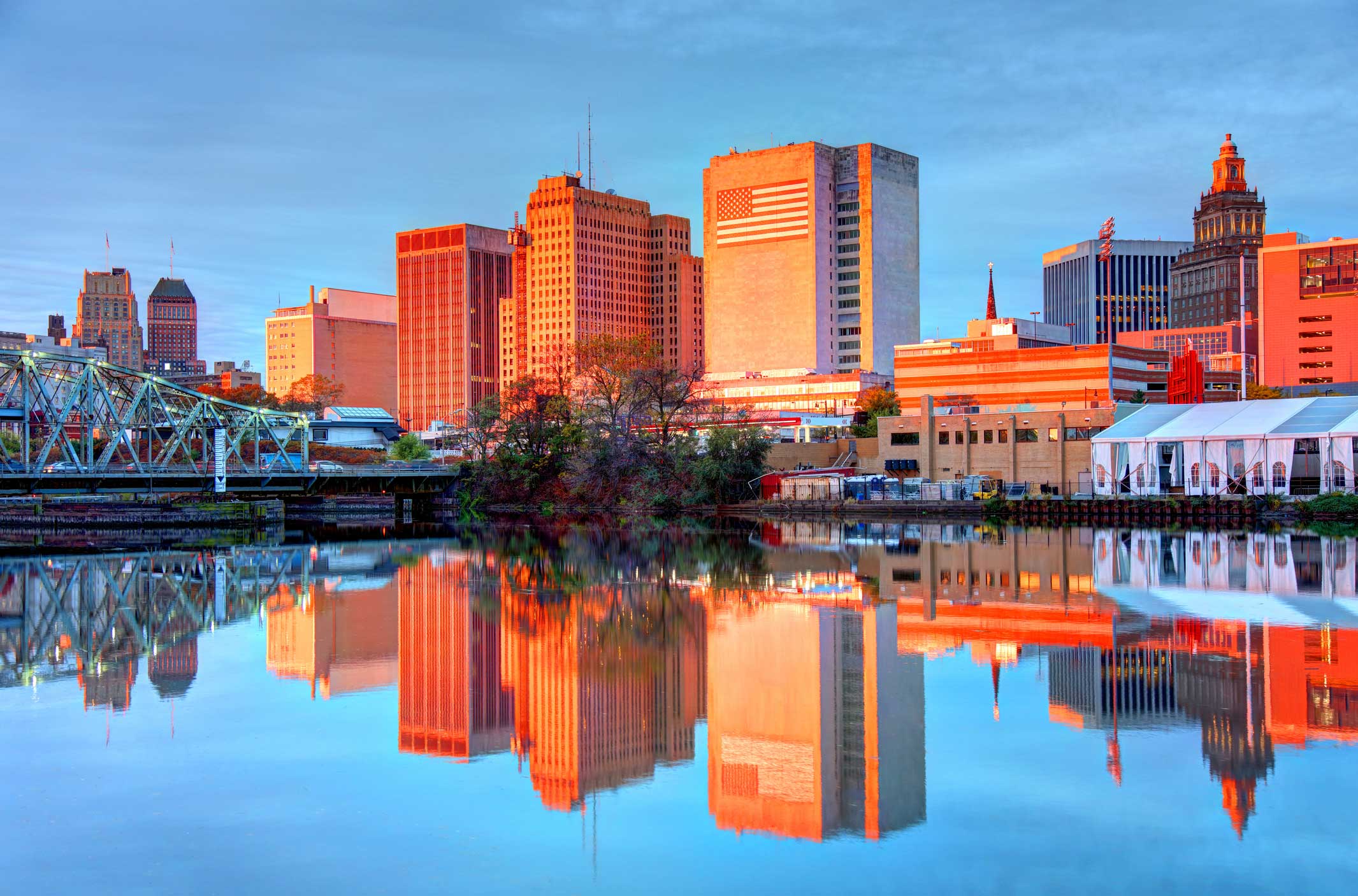 Newark New Jersey Skyline Passaic River Sunrise