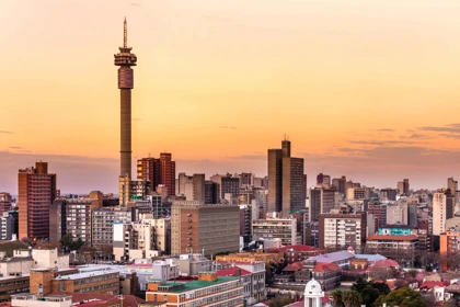 Johannesburg city skyline at sunset with the iconic Hillbrow Tower