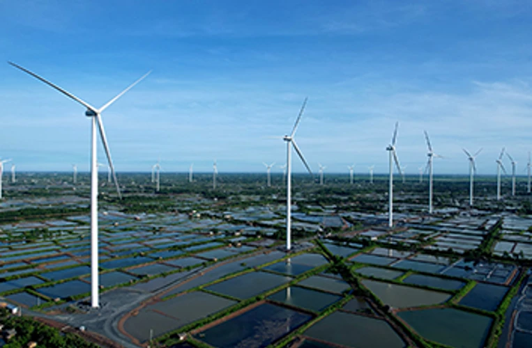 A group of wind turbines